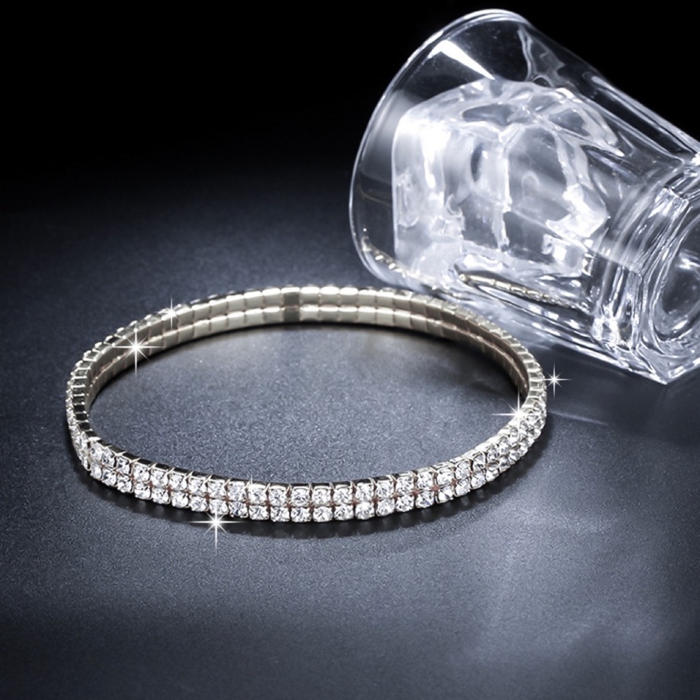 Anklet 2-Layer Crystal Stretch - Picture 2 of 7